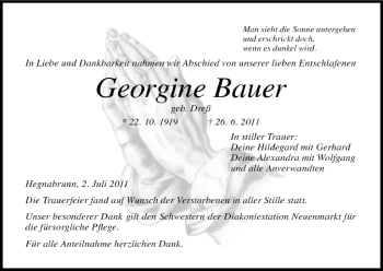 Anzeige von Georgine Bauer von MGO