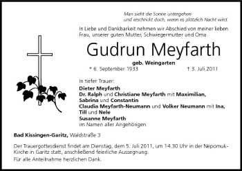 Anzeige von Gudrun Meyfarth von MGO