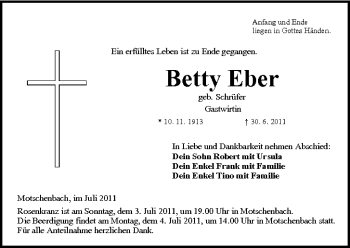Anzeige von Betty Eber von MGO