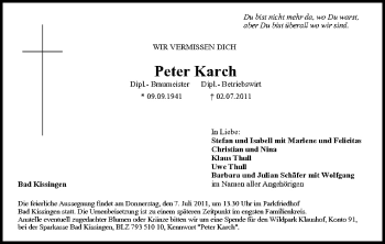 Anzeige von Peter Karch von MGO