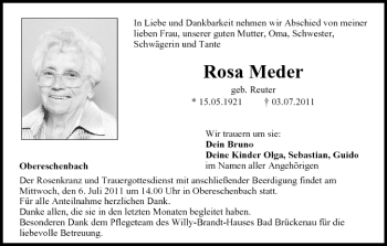 Anzeige von Rosa Meder von MGO