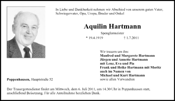 Anzeige von Aquilin Hartmann von MGO