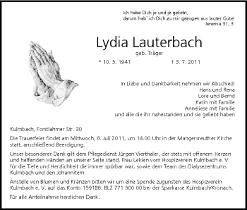 Anzeige von Lydia Lauterbach von MGO