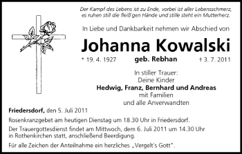 Anzeige von Johanna Kowalski von MGO