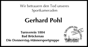 Anzeige von Gerhard Pohl von MGO