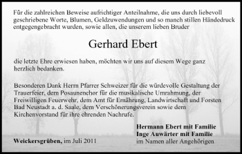Anzeige von Gerhard Ebert von MGO