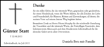 Anzeige von Günter Statt von MGO