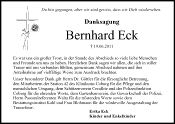 Anzeige von Bernhard Eck von MGO