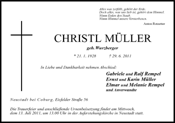 Anzeige von Christl Müller von MGO