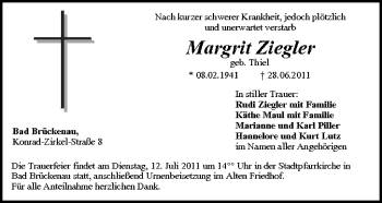 Anzeige von Margrit Ziegler von MGO