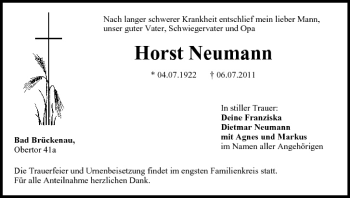 Anzeige von Horst Neumann von MGO