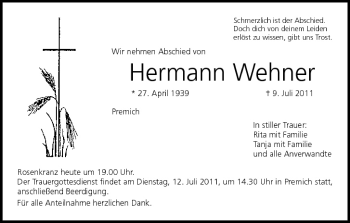 Anzeige von Hermann Wehner von MGO