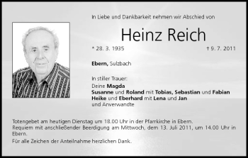 Anzeige von Heinz Reich von MGO