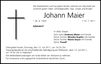 Anzeige von Johann Maier von MGO
