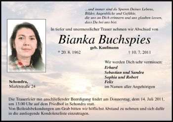 Anzeige von Bianka Buchspies von MGO