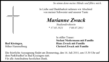 Anzeige von Marianne Zwack von MGO