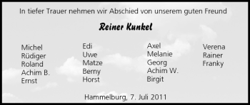 Anzeige von Reiner Kunkel von MGO