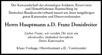 Anzeige von Franz Donislreiter von MGO