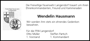 Anzeige von Wendelin Hausmann von MGO