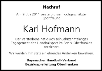 Anzeige von Karl Hofmann von MGO