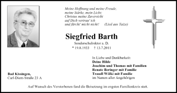 Anzeige von Siegfried Barth von MGO