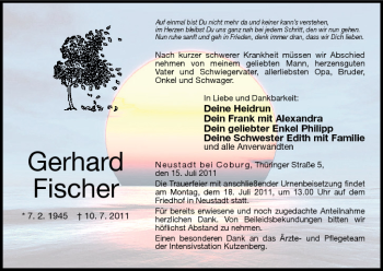 Anzeige von Gerhard Fischer von MGO