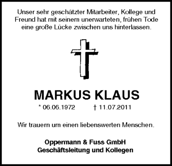 Anzeige von Markus klaus von MGO