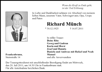 Anzeige von Richard Münch von MGO
