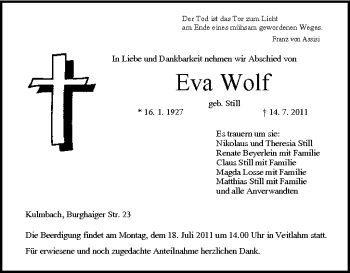 Anzeige von Eva Wolf von MGO