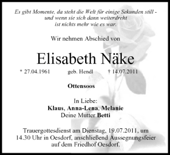 Anzeige von Elisabeth Näke von MGO