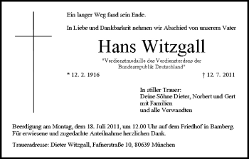 Anzeige von Hans Witzgall von MGO