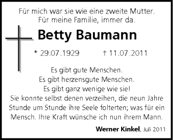 Anzeige von Betty Baumann von MGO