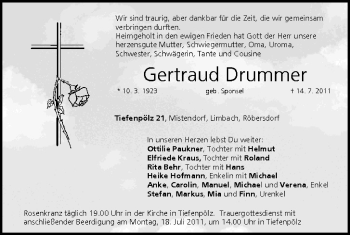 Anzeige von Gertraud Drummer von MGO