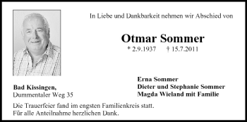 Anzeige von Otmar Sommer von MGO