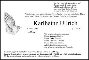 Anzeige von Karlheinz Ullrich von MGO