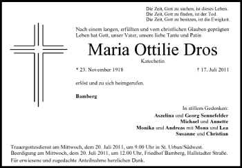 Anzeige von Maria Ottilie Dros von MGO
