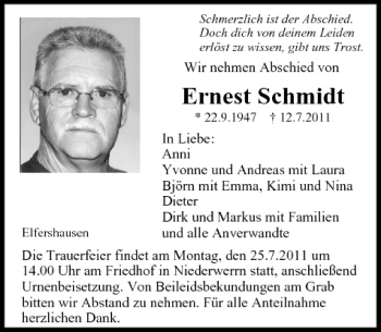 Anzeige von Ernest Schmidt von MGO