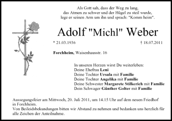 Anzeige von Adolf Weber von MGO
