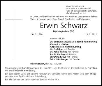 Anzeige von Erwin Schwarz von MGO