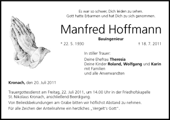 Anzeige von Manfred Hoffmann von MGO