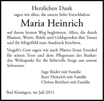 Anzeige von Maria Heinrich von MGO