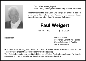 Anzeige von Paul Weigert von MGO