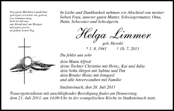 Anzeige von Helga Limmer von MGO