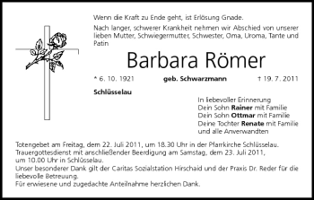 Anzeige von Barbara Römer von MGO