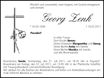 Anzeige von Georg Zenk von MGO