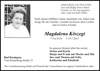 Anzeige von Magdalena Köszegi von MGO