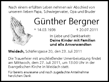 Anzeige von Günther Bergner von MGO