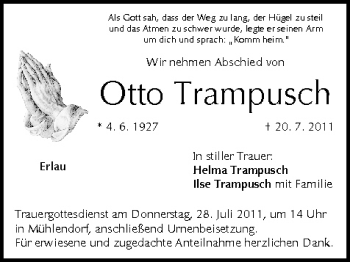 Anzeige von Otto Trampusch von MGO