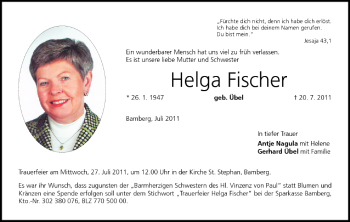 Anzeige von Helga Fischer von MGO