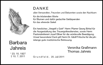 Anzeige von Barbara Jahreis von MGO
